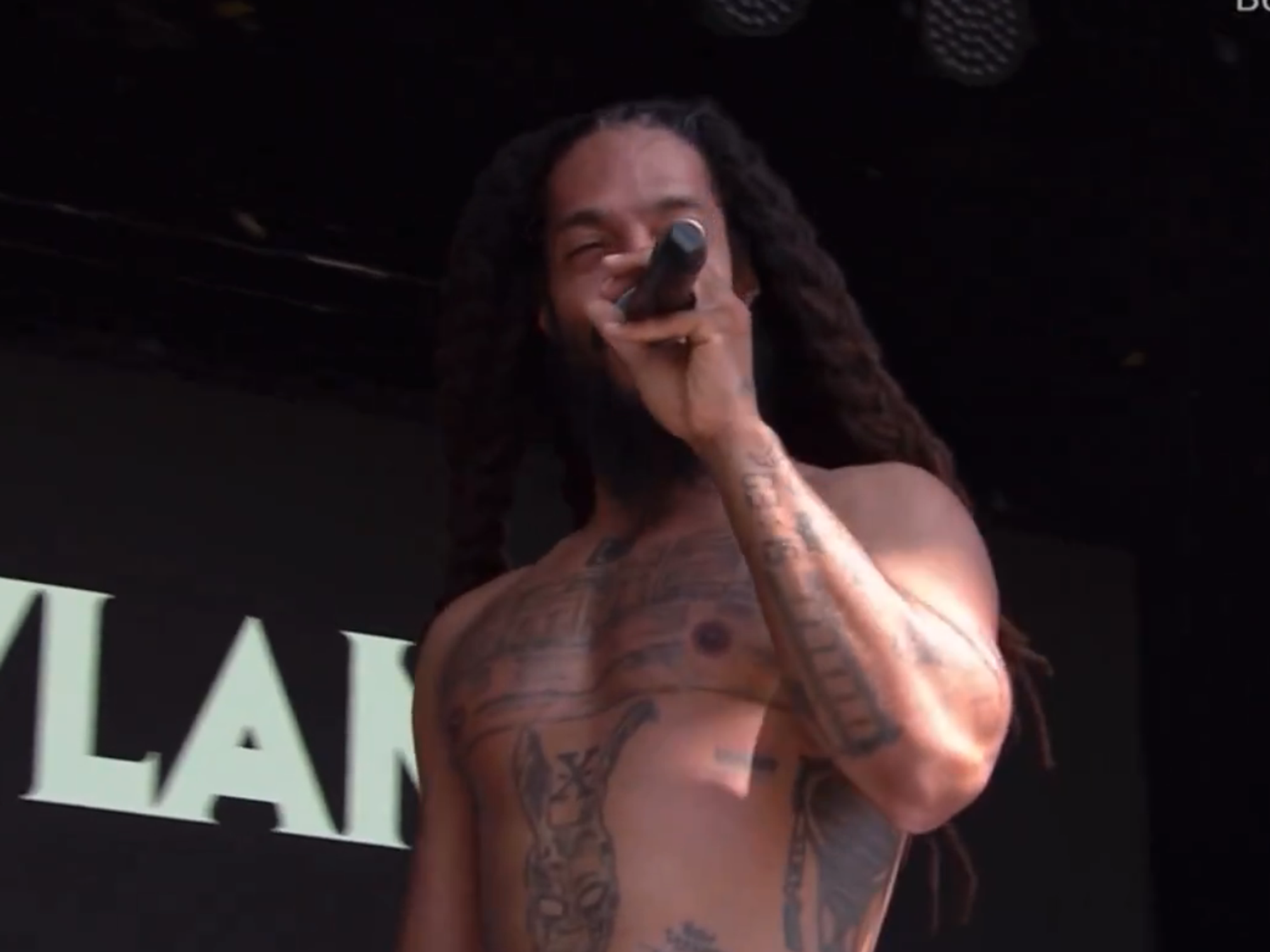 Bob Vylan performed in the slot before Kneecap's on Saturday at Glastonbury