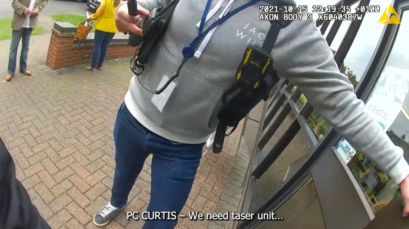 Bodycam footage of the moments before Ali Harbi Ali is arrested on suspicion of the murder of MP Sir David Amess.