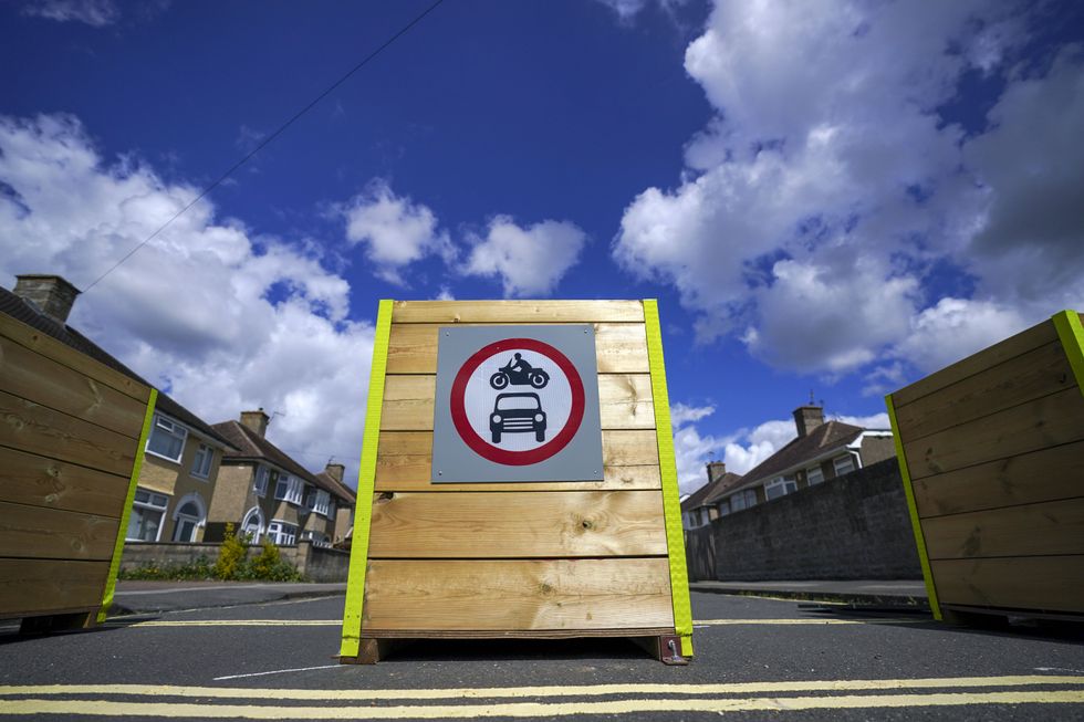 Bollards have been placed in a street in Cowley near Oxford