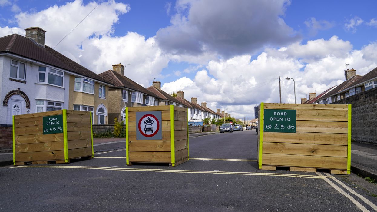 Bollards have been placed in a street in Cowley near Oxford