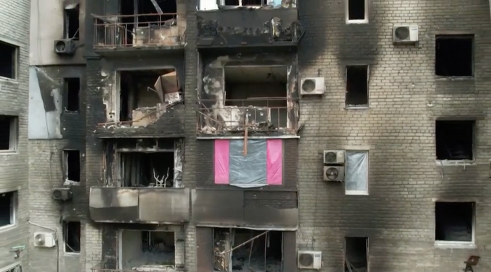 Bombed out windows in Ukraine