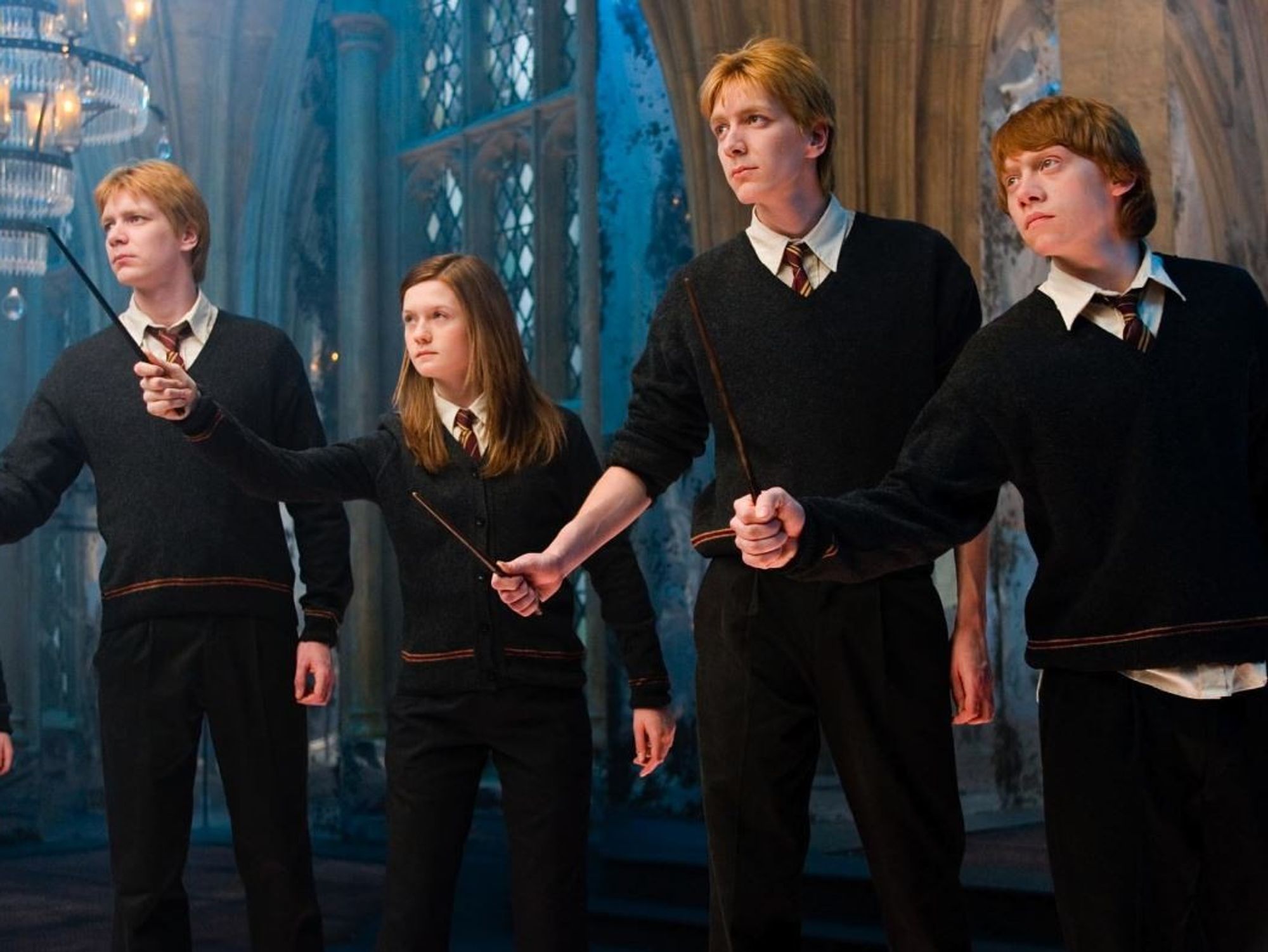 Bonnie Wright played Ginny Weasley (second left)