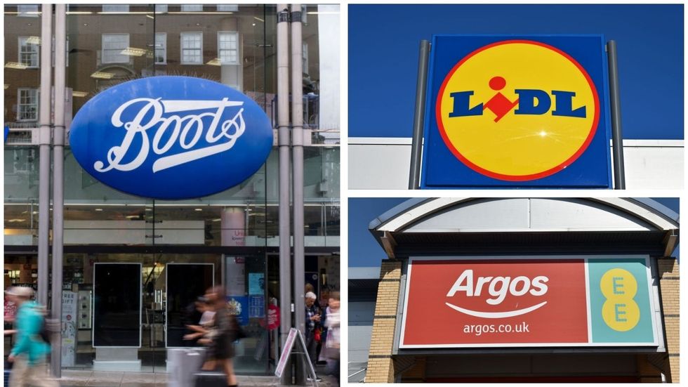 Boots, Lidl and Argos stores