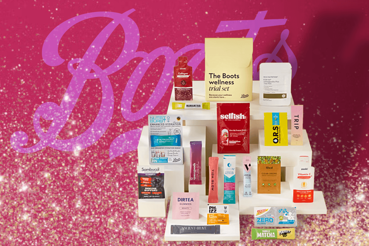 Boots logo with Boots wellness box set