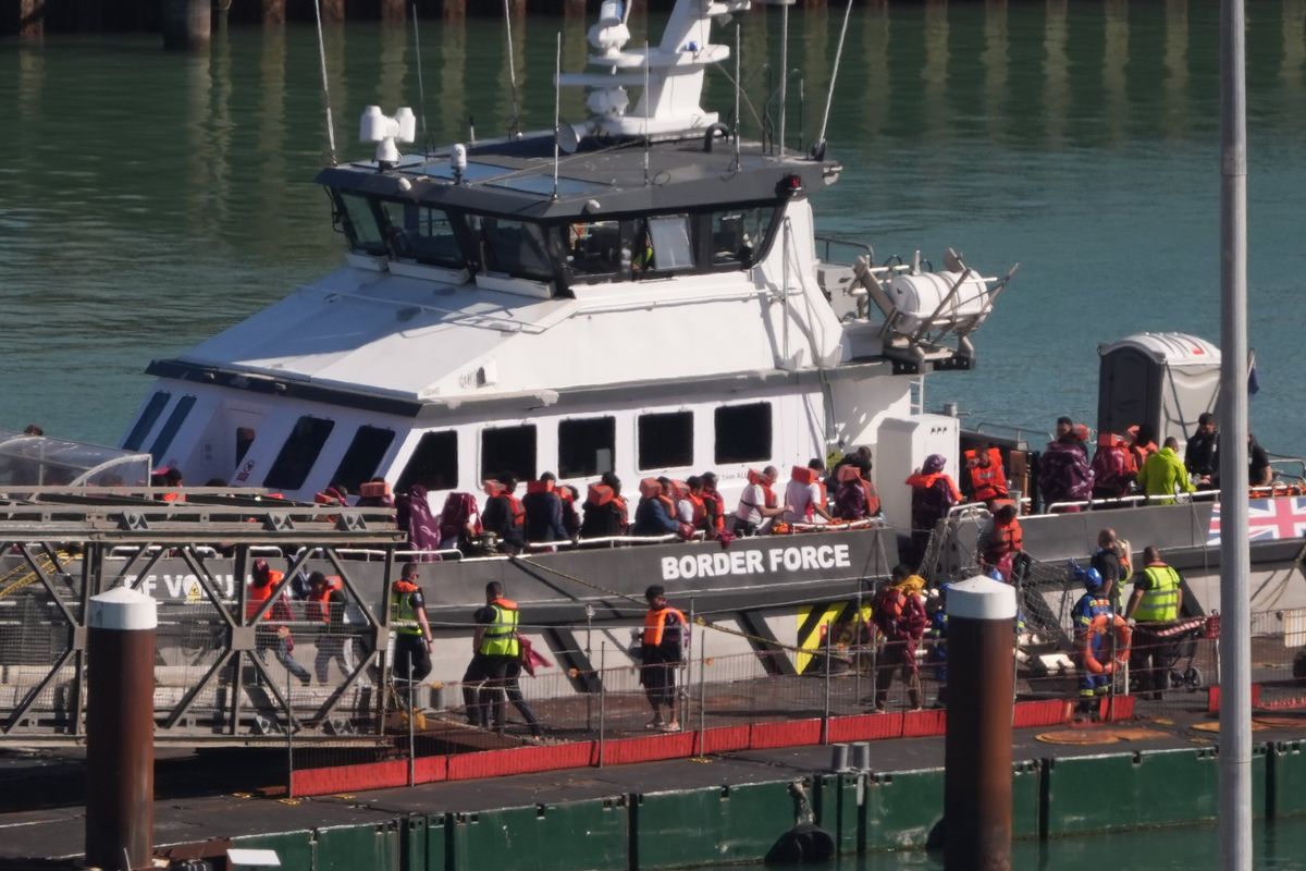 Border Force boat with migrants