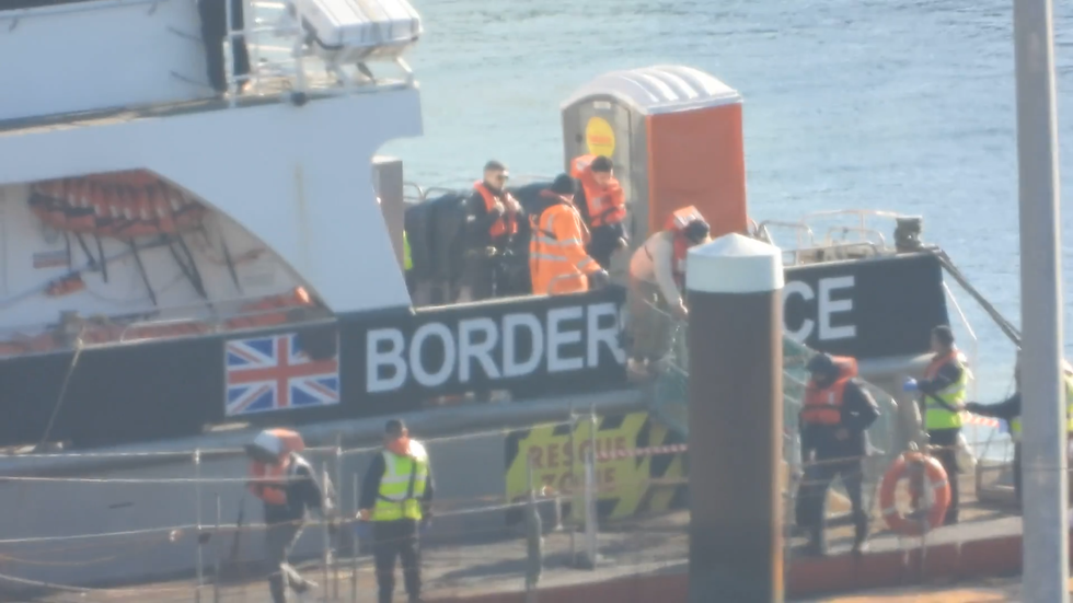 Border Force boat with migrants