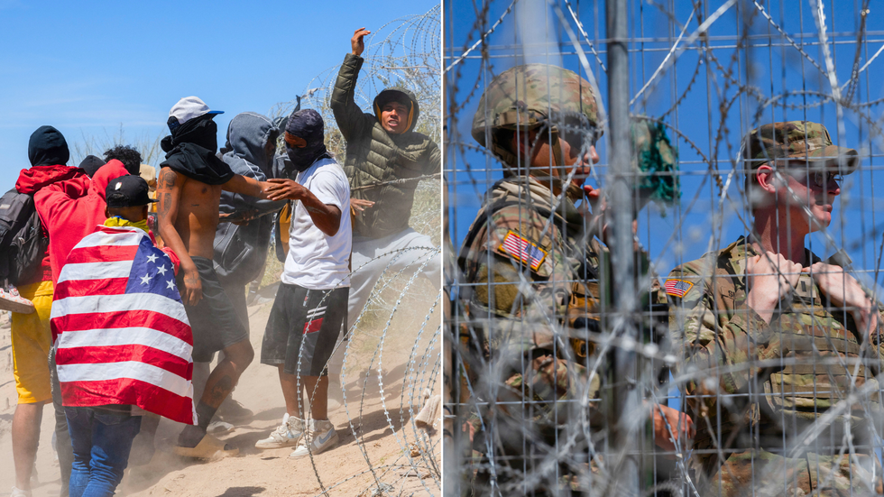 Border force officials and rioters