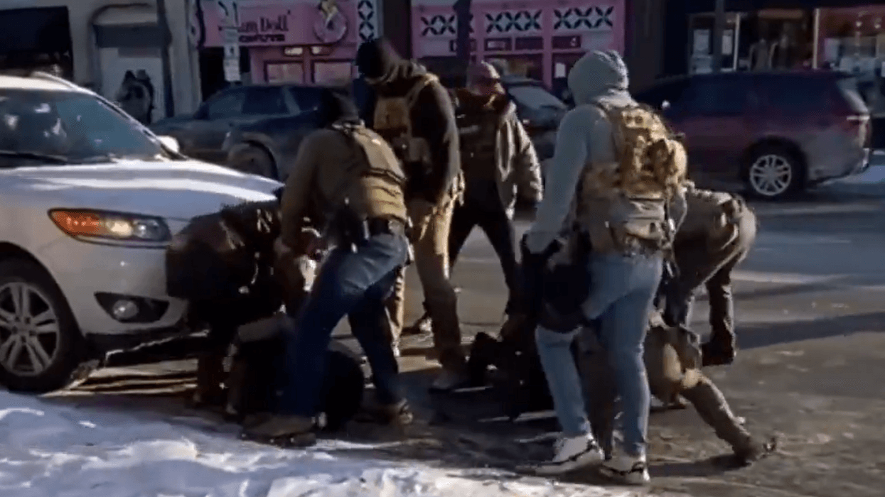 Border Patrol agents apprehending Alex Pretti