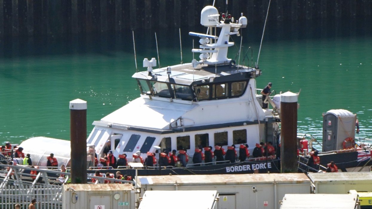 Border patrol boat with migrants