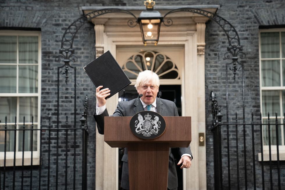 Boris Johnson addresses the media outside Downing Street