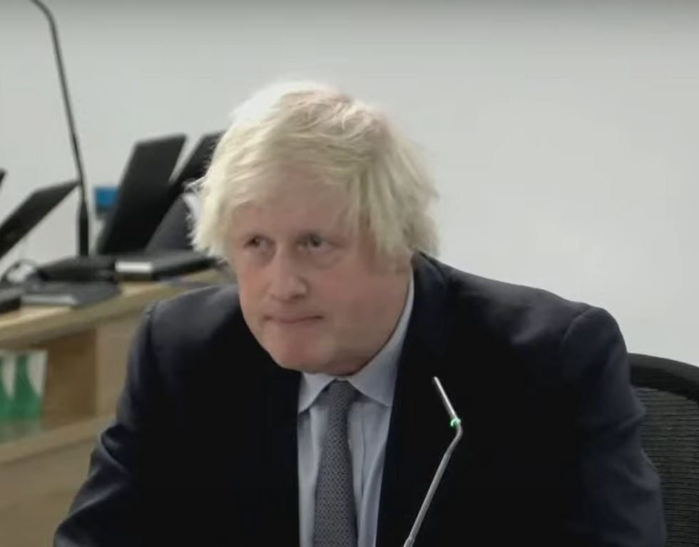 Boris Johnson appearing at the Covid Inquiry