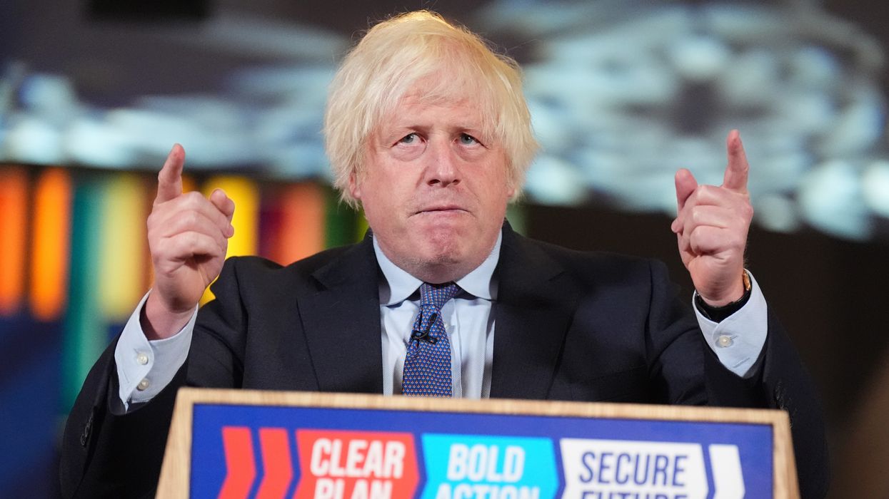 Boris Johnson delivers a speech in central London, while on the General Election campaign trai