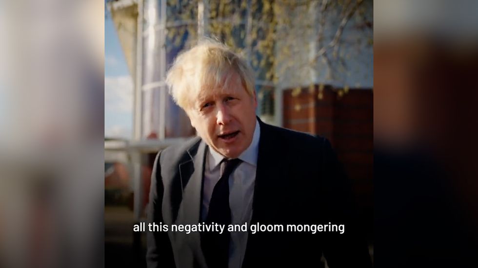 Boris Johnson has hit out at \u201cgloom-mongering\u201d Remainers on the anniversary of Brexit.