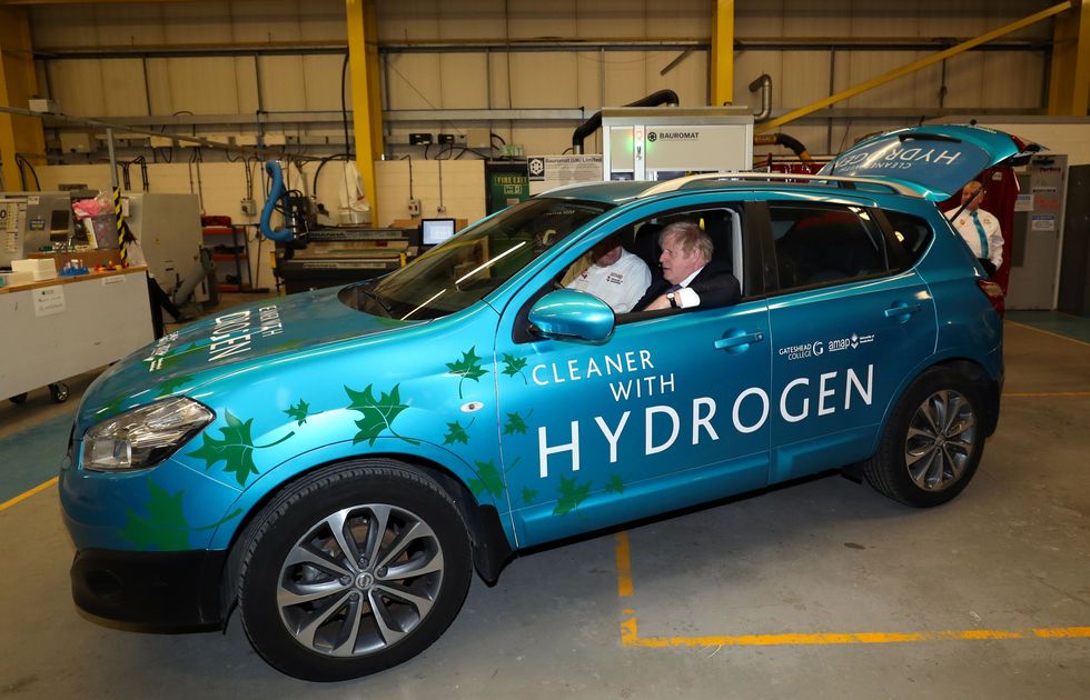 Boris Johnson in a hydrogen vehicle in 2020