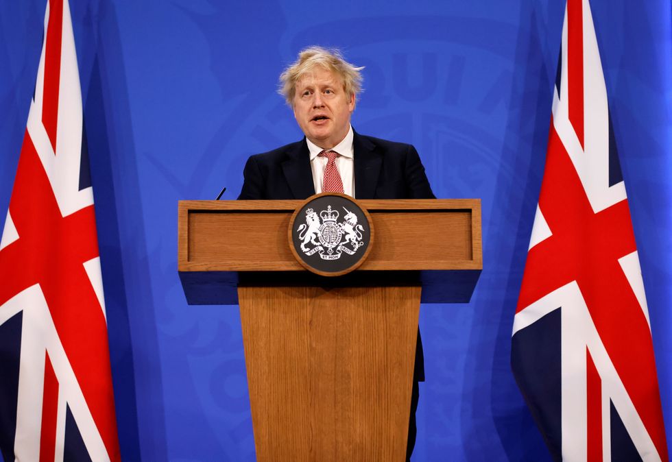 Boris Johnson making a speech during the pandemic