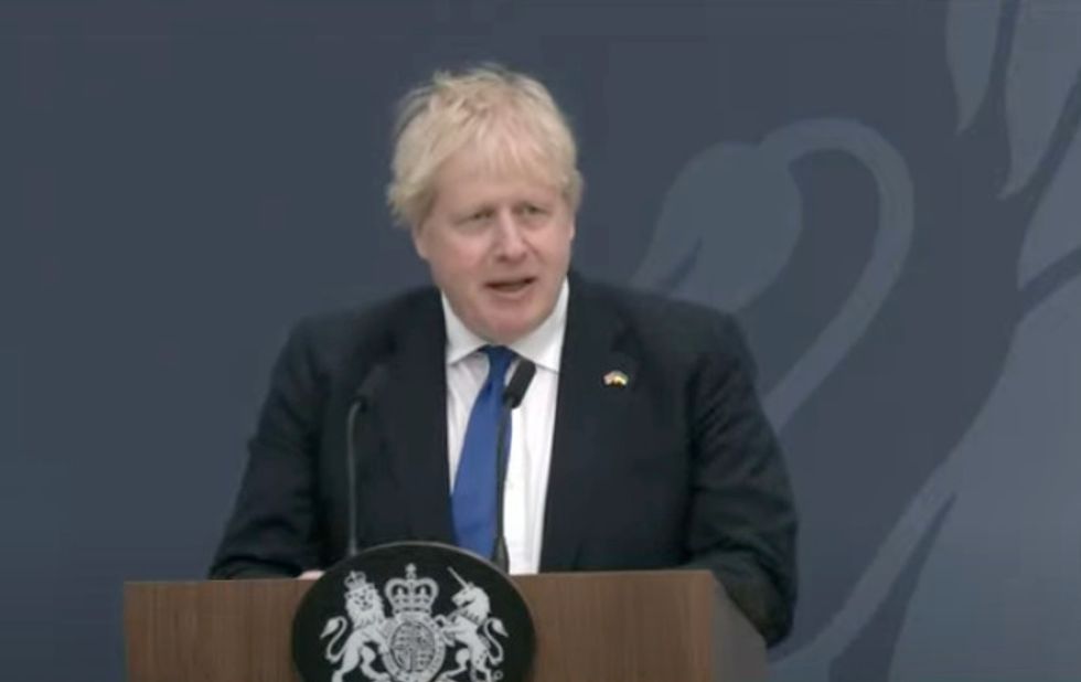Boris Johnson making his speech