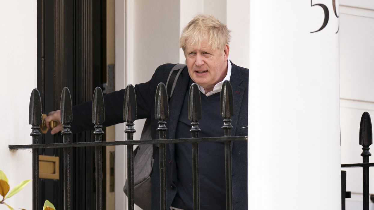 Boris Johnson outside his home in London