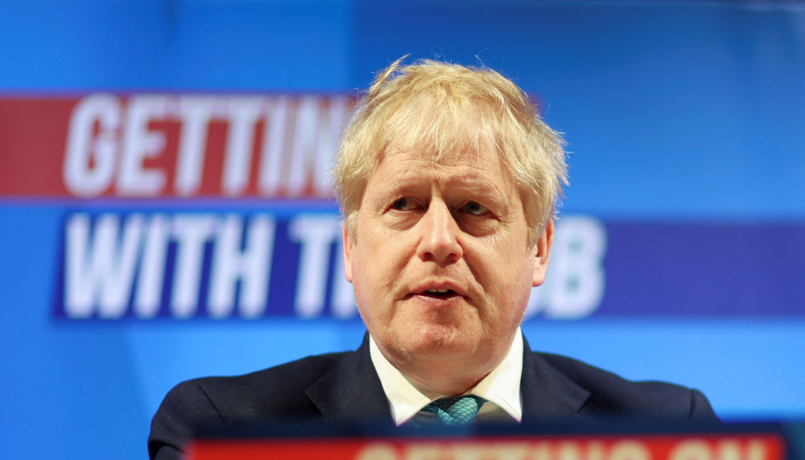 Boris Johnson speaks at the Conservative Party Spring Conference in Blackpool