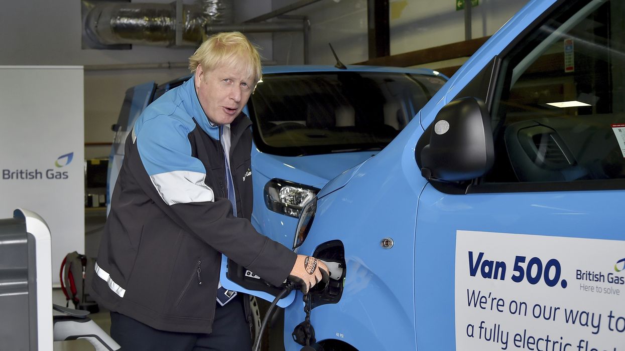 Boris Johnson with an electric van