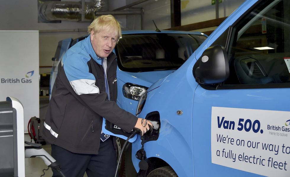 Boris Johnson with an electric van