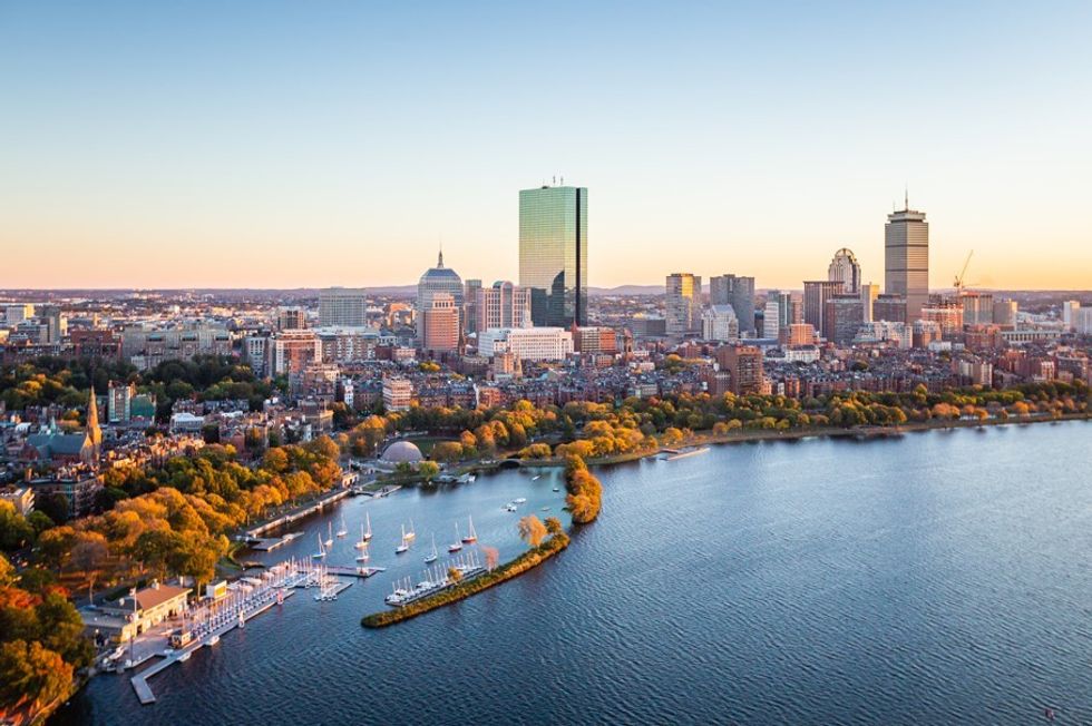 Boston city and river
