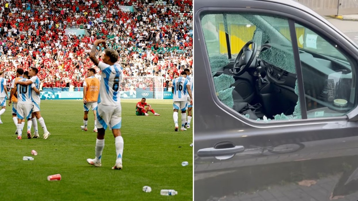 Bottles were thrown at Argentina players in their match against Morocco