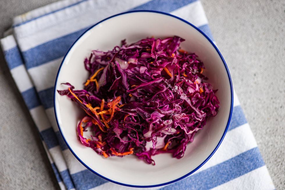 bowl of red cabbage