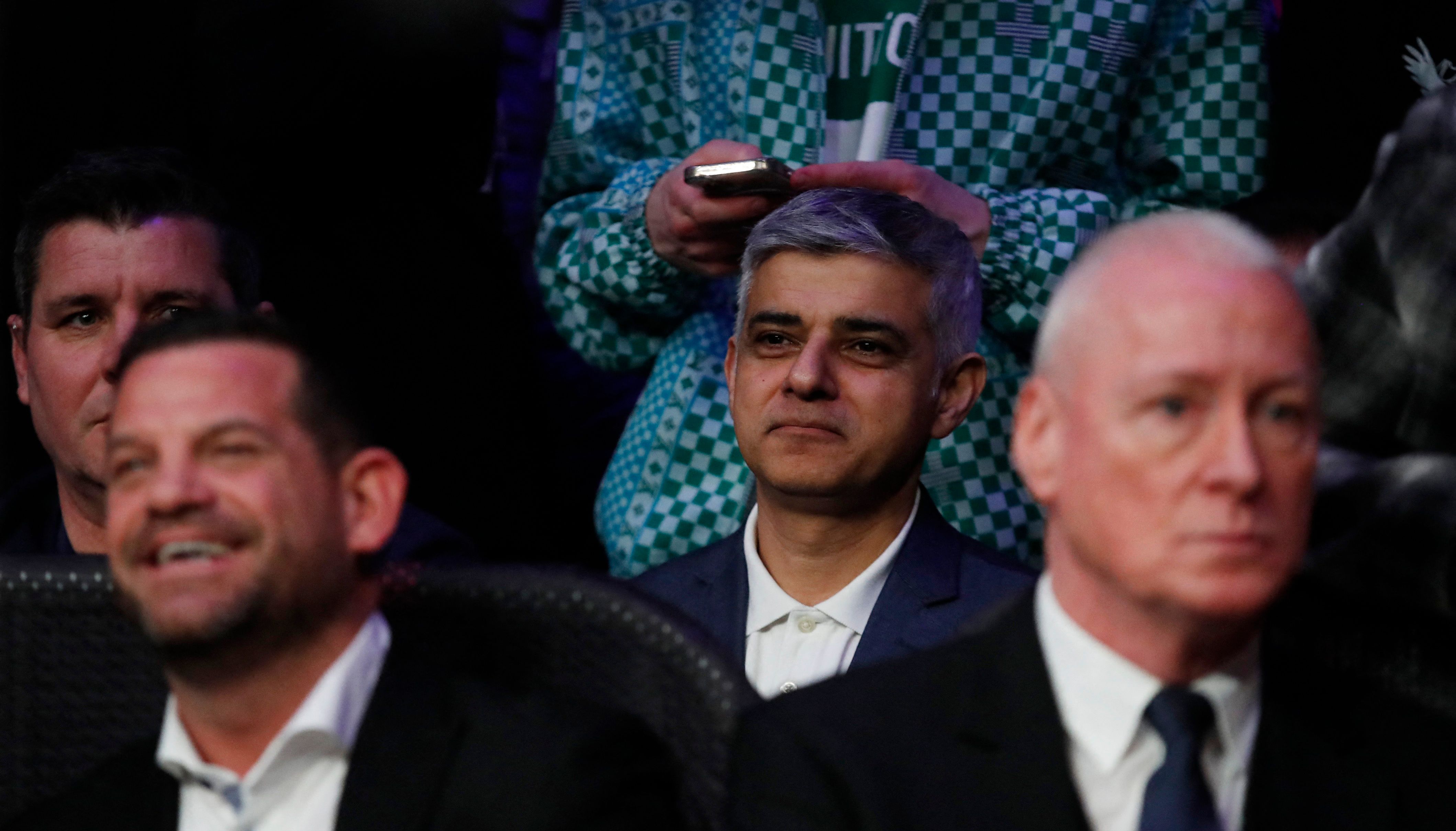 Boxing - Amir Khan v Kell Brook - AO Arena, Manchester, Britain - February 19, 2022  Mayor of London Sadiq Khan is seen in the crowd Action Images via Reuters/Andrew Couldridge