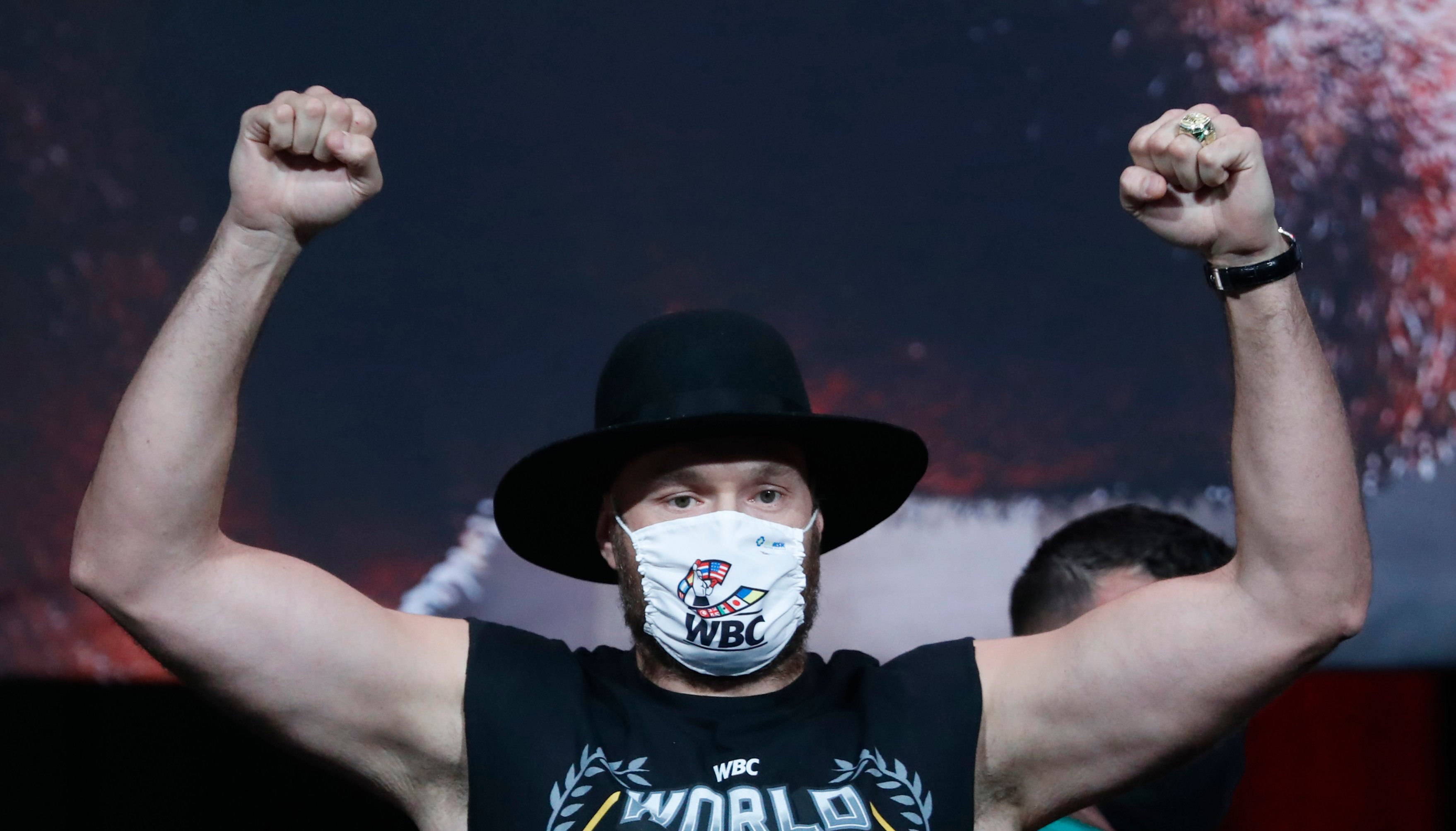 Boxing - Tyson Fury v Deontay Wilder Weigh-In - MGM Grand Garden Arena, Las Vegas, Nevada, United States - October 8, 2021 Tyson Fury during the official weigh-in REUTERS/Steve Marcus