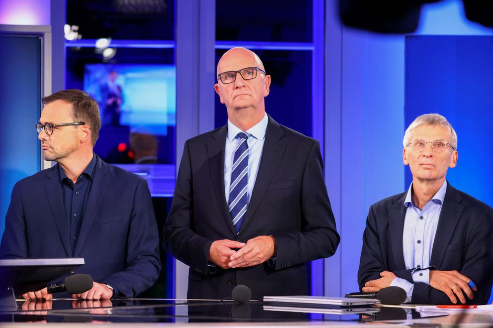 Brandenburg state premier and top candidate of Germany's Social Democratic Party (SPD) Dietmar Woidke, Christian Democratic Union (CDU) top candidate for the Brandenburg election Jan Redmann and Alternative for Germany (AfD) top candidate