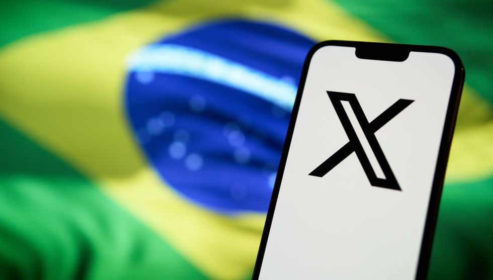 Brazil flag, X logo