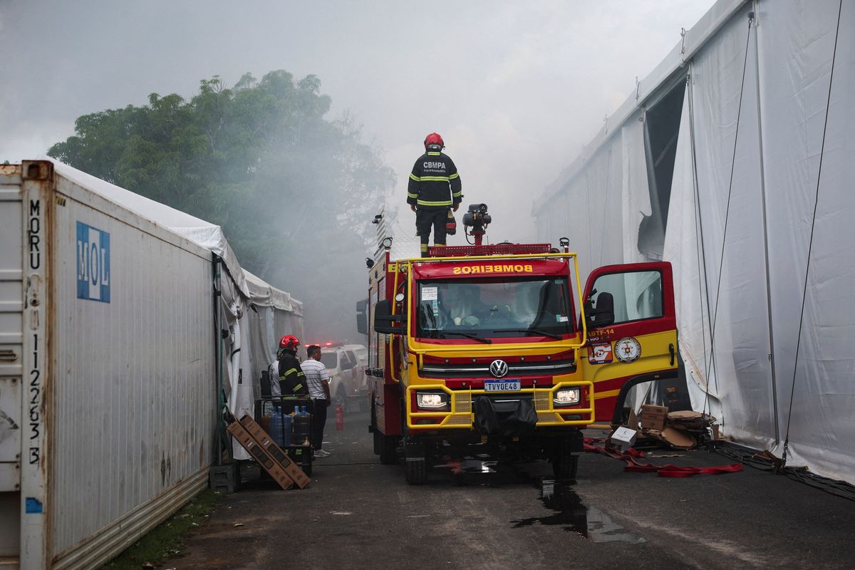Brazilian fire fighters at Cop30
