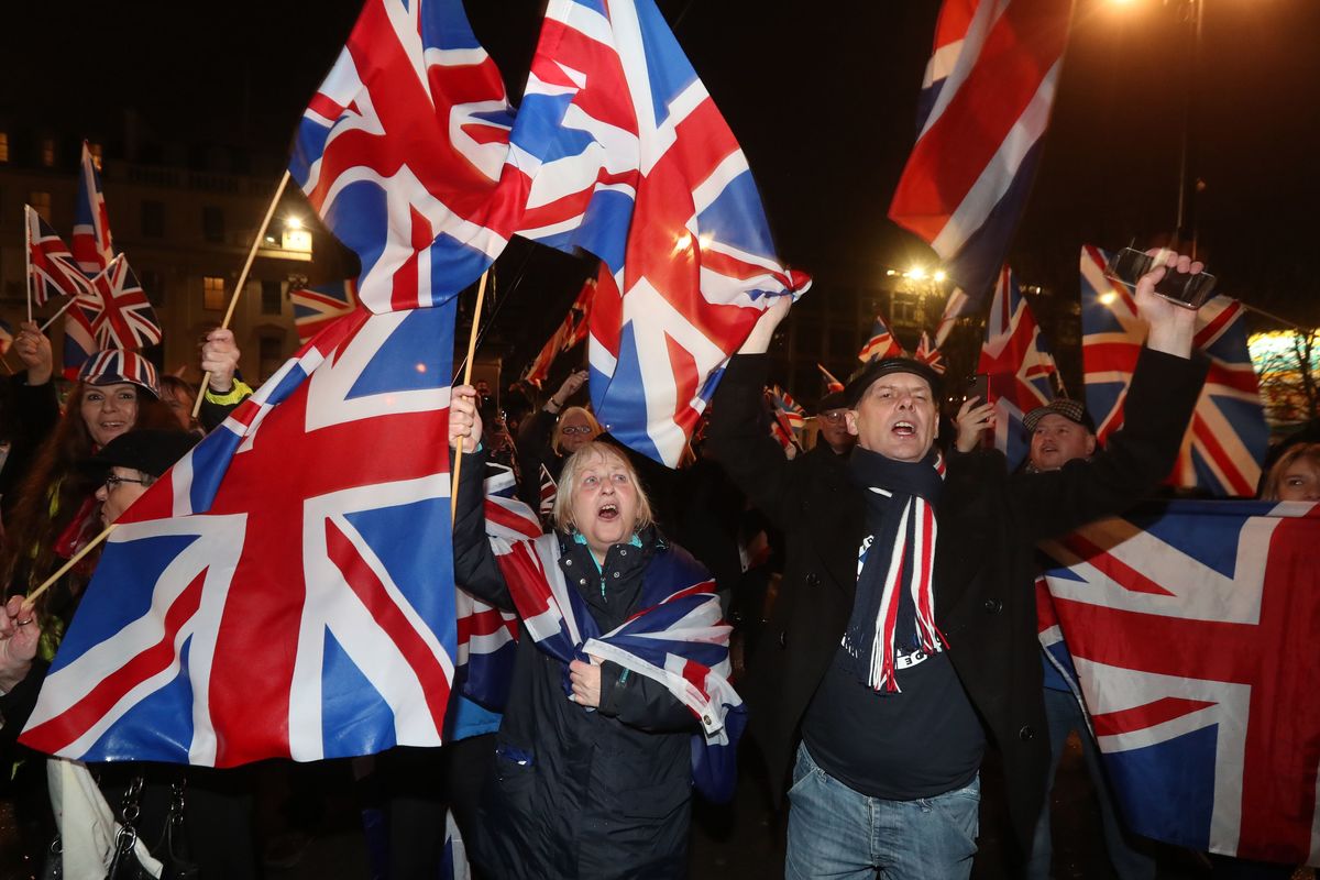 Brexit celebrators in Glasgow