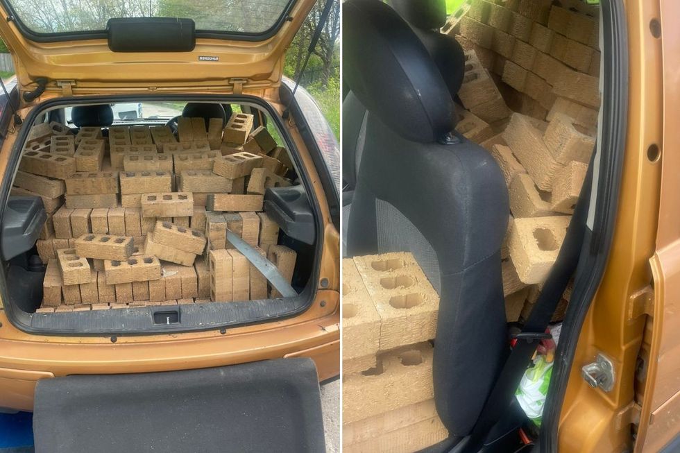Bricks in a car
