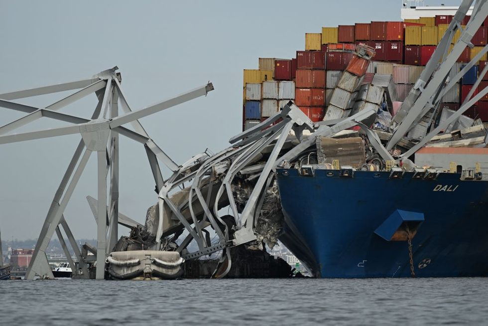 Bridge collapsed onto a ship