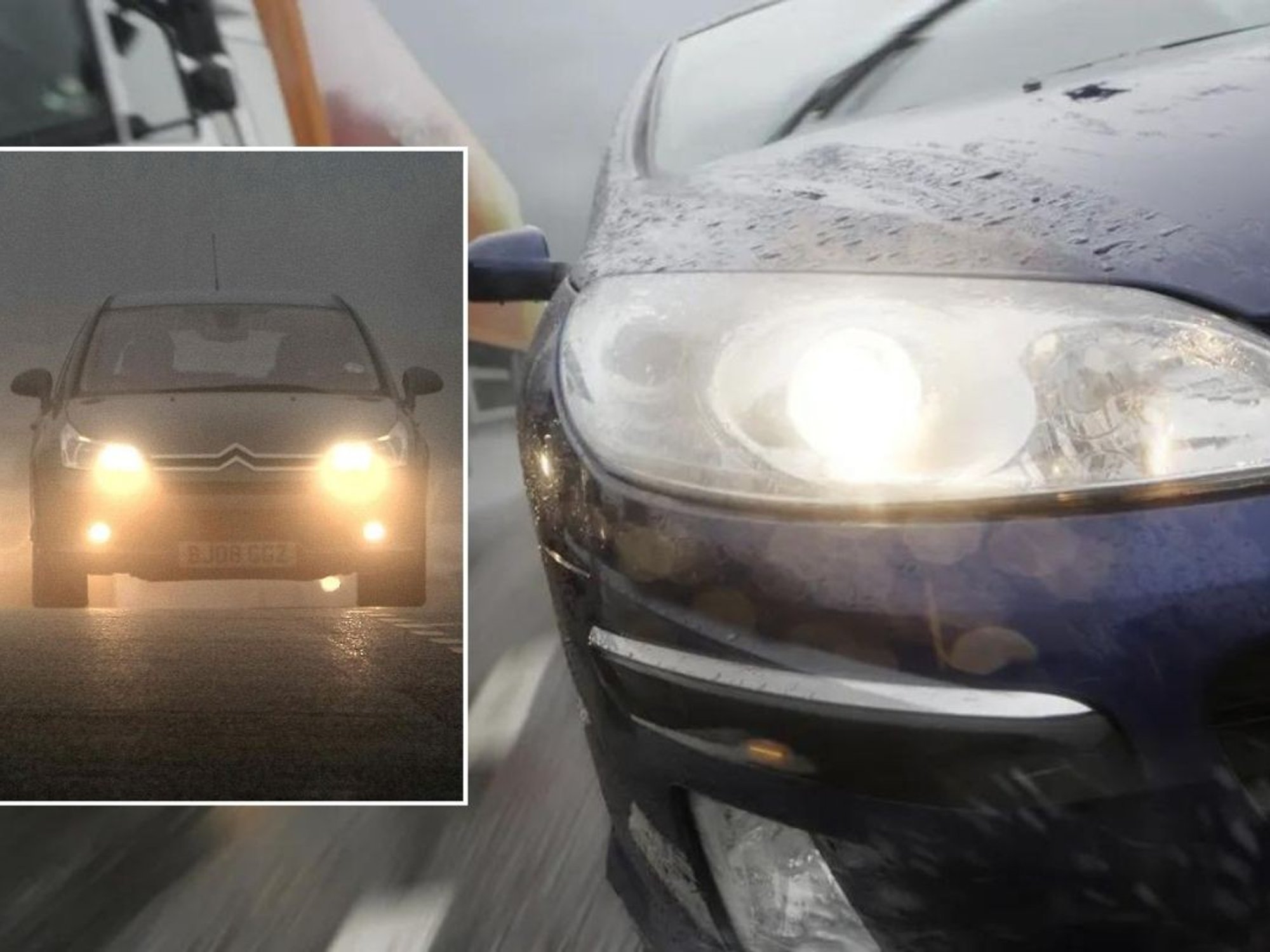 Bright car headlights