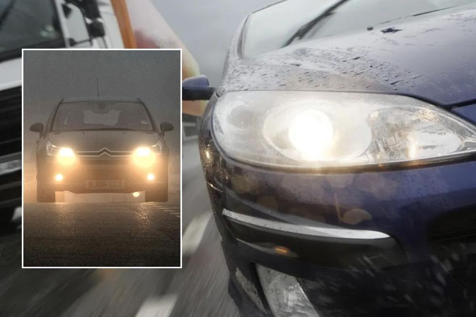 Bright car headlights