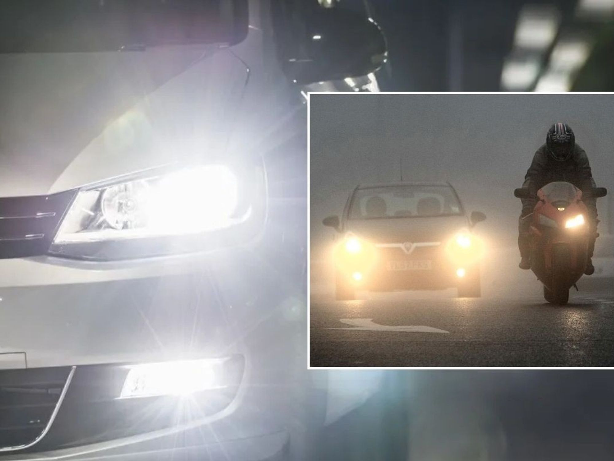 Bright car headlights