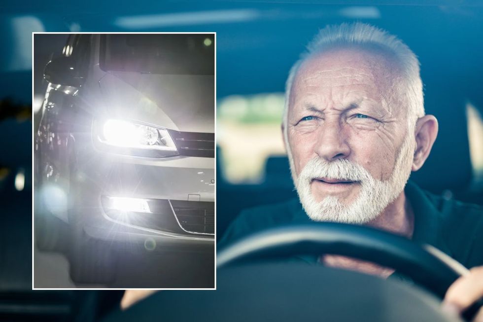 Bright headlight and an elderly driver