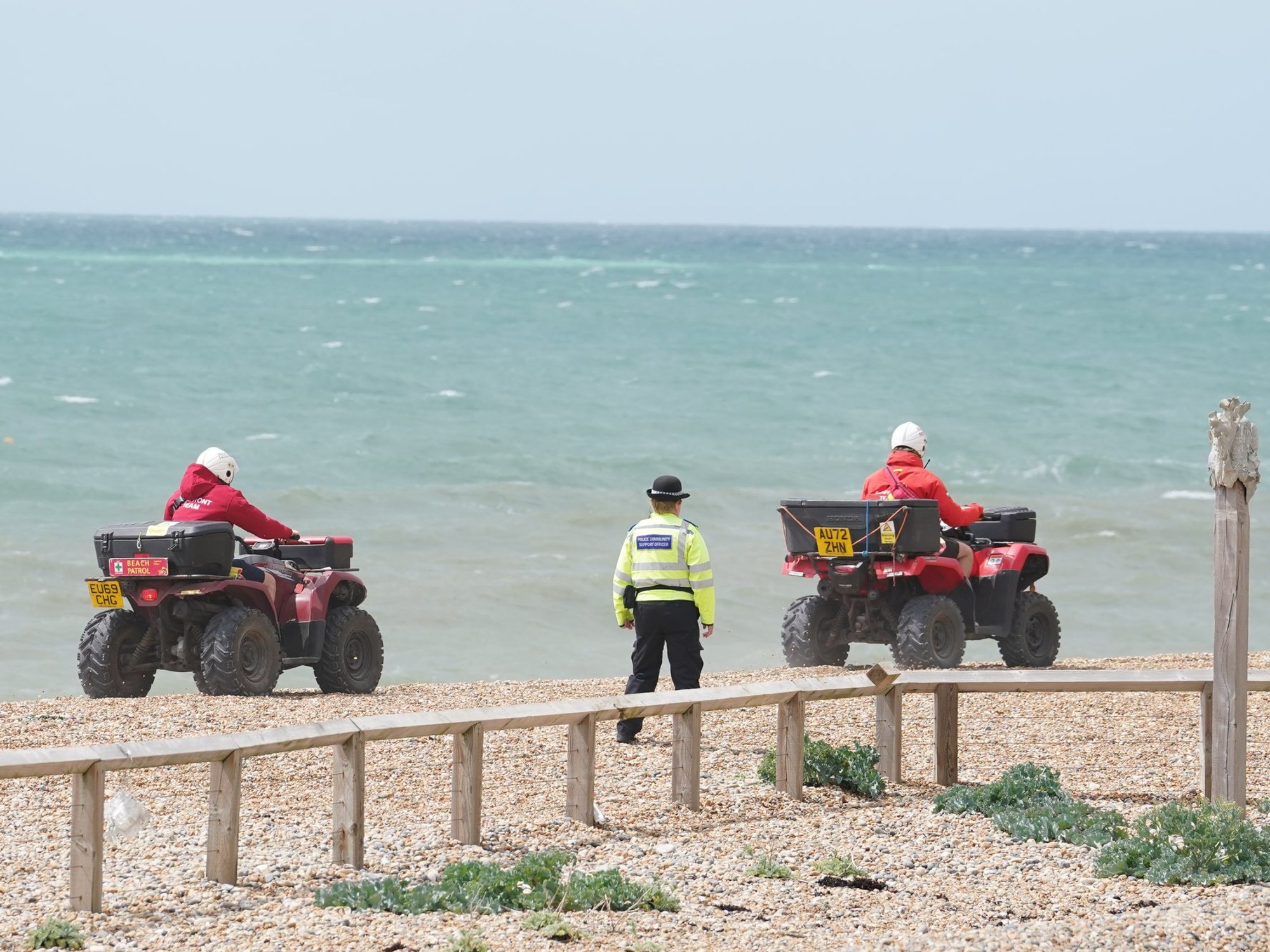 Brighton beach after three bodies were recovered from the sea