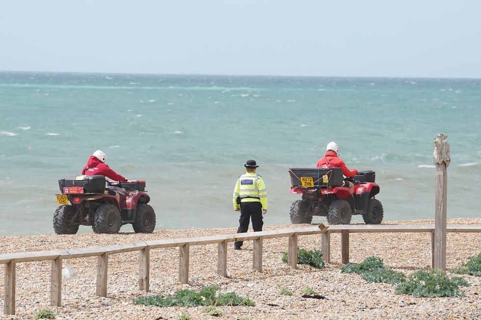 Brighton beach after three bodies were recovered from the sea
