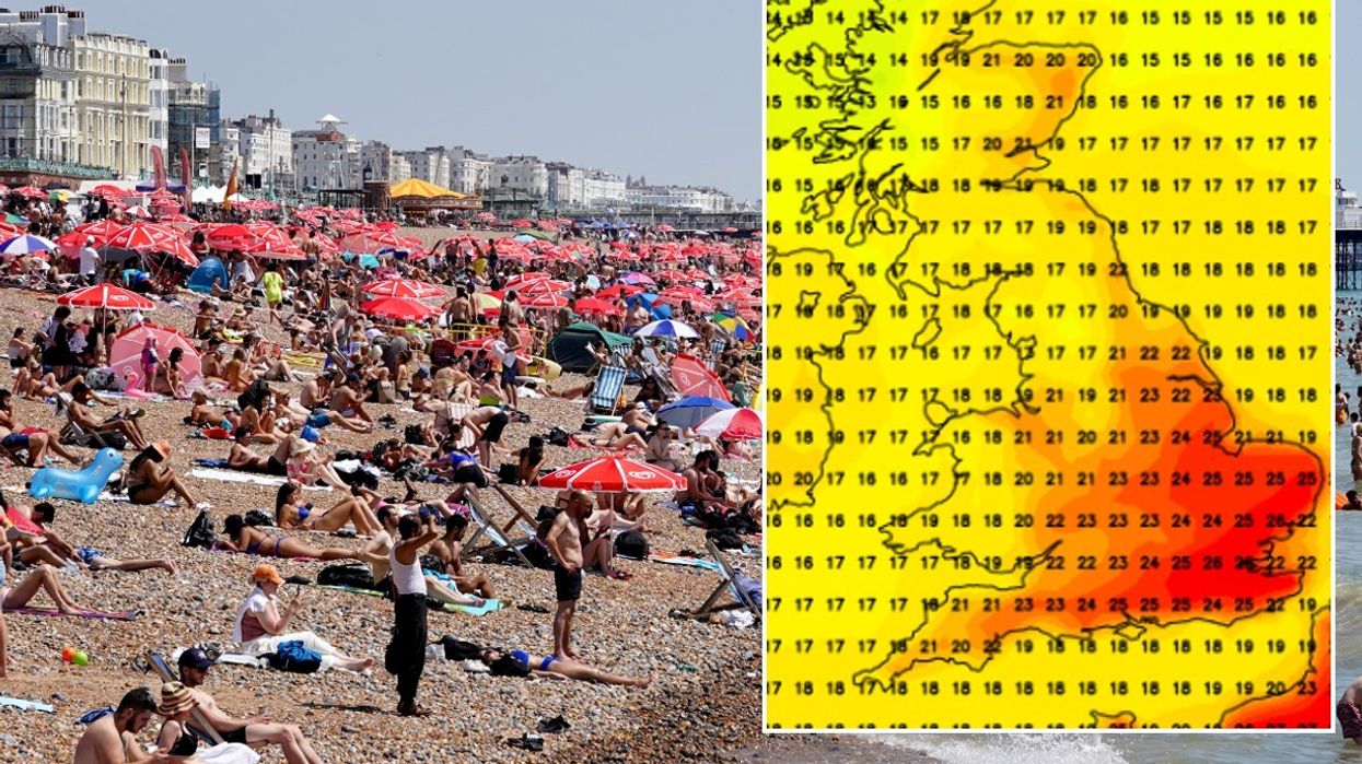 Brighton beach superimposed with weather map