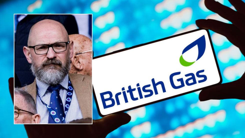 Briitsh Gas logo and Centrica chief executive Chris O'Shea