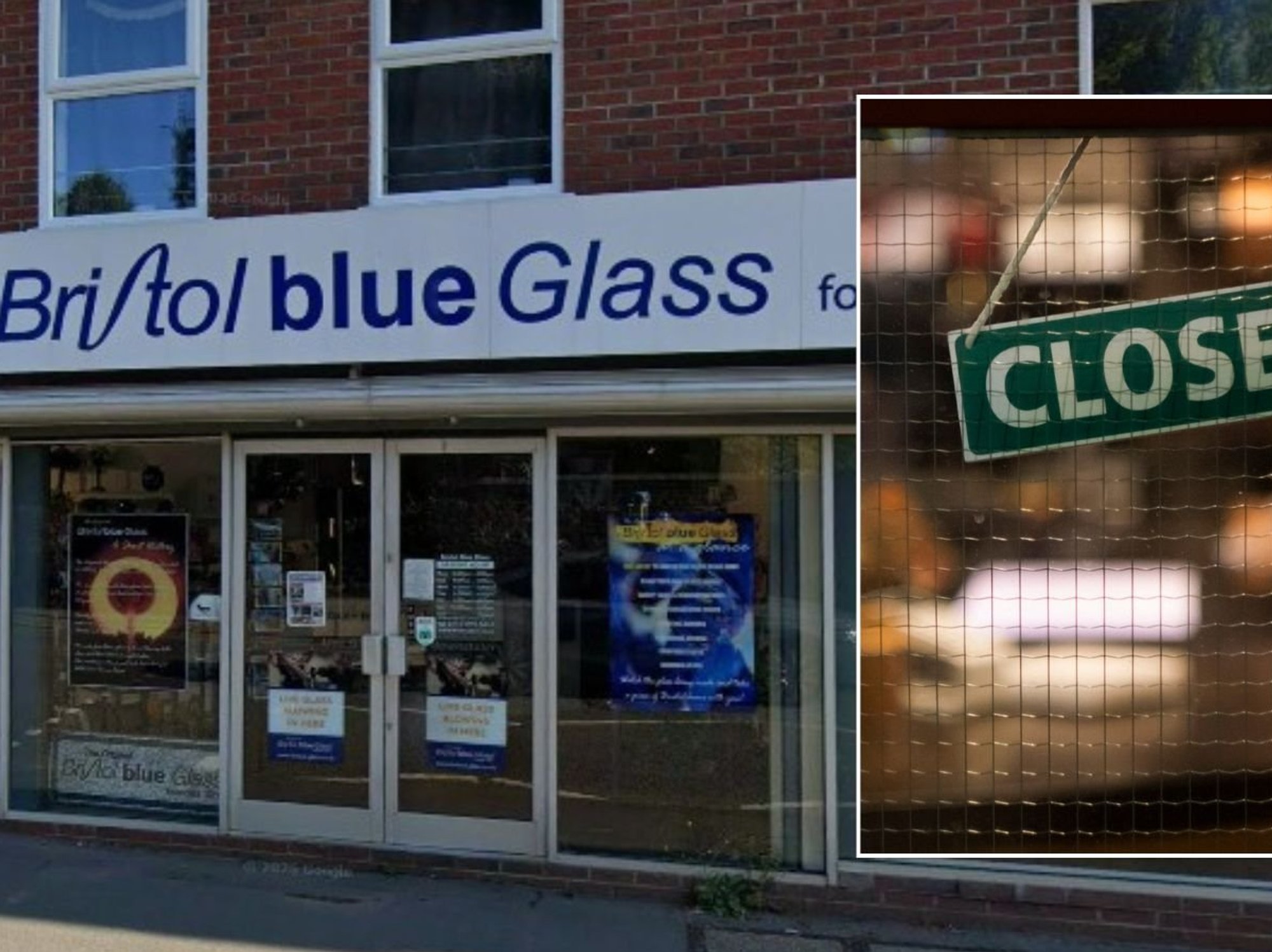 Bristol Blue Glass store and closed sign