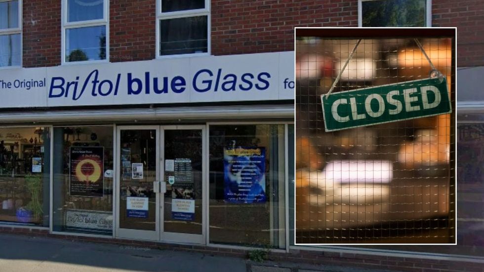 Bristol Blue Glass store and closed sign