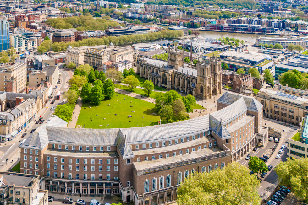 Bristol City Council office buildings aerial view