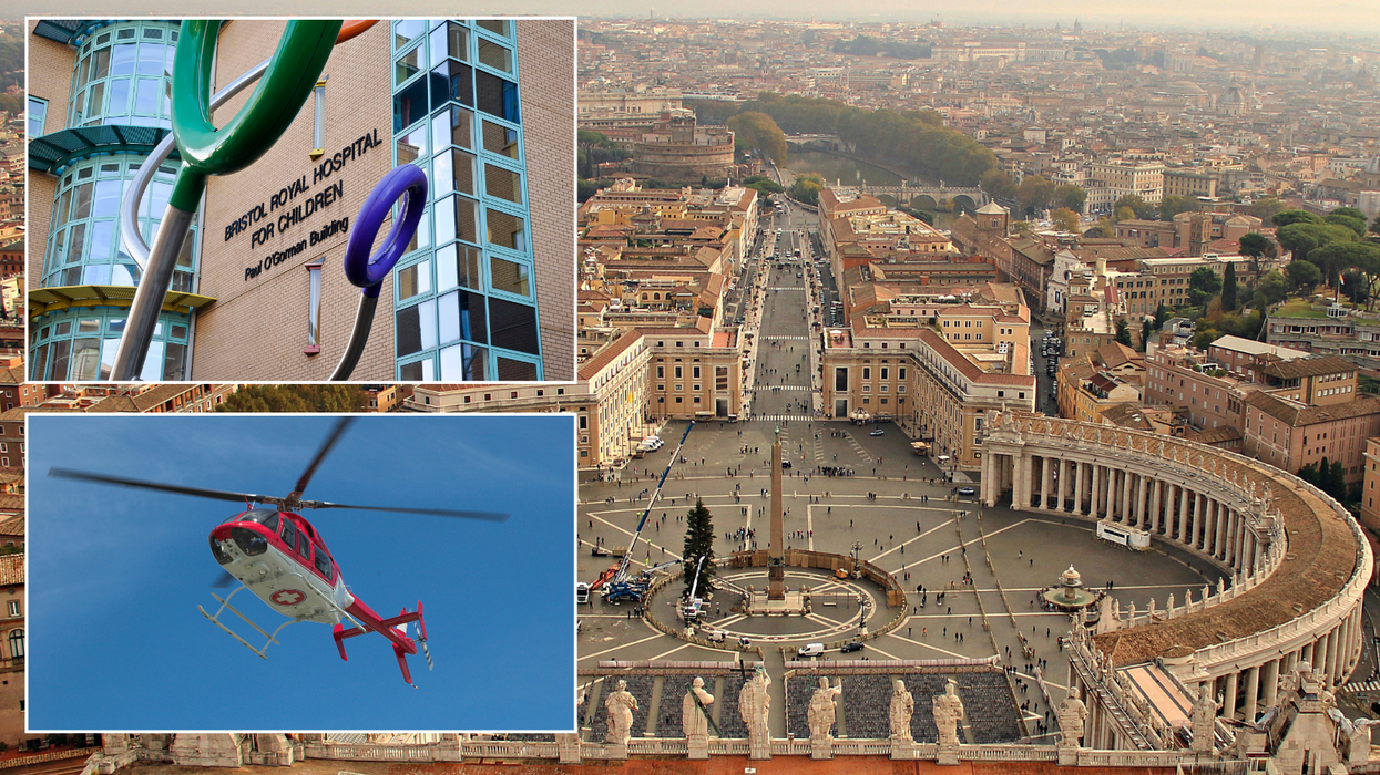 Bristol Royal Hospital for Children/Helicopter/The Vatican featuring St. Peter's Basilica