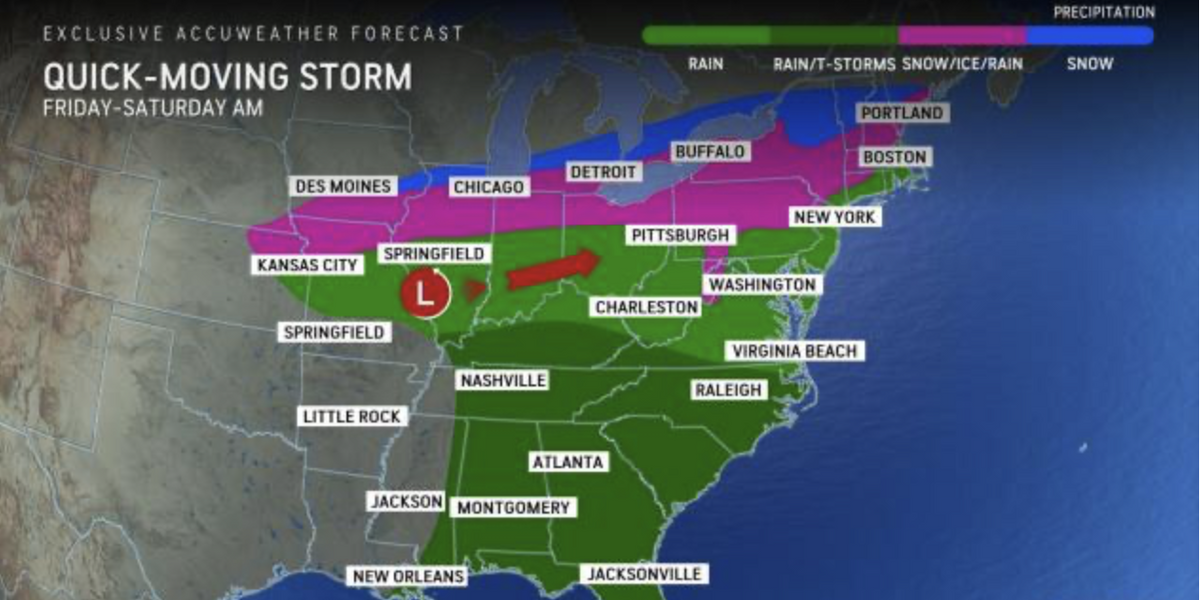 NextImg:US weather: America set to be battered by violent thunderstorms, tornadoes and 'snow squalls' as tropical plume will collide with frozen temperatures
