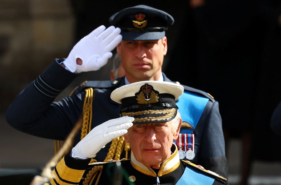 Britain's King Charles and Britain's William, Prince of Wales attend the state funeral and burial of Britain's Queen Elizabeth, in London, Britain, September 19, 2022. REUTERS/Hannah McKay/Pool