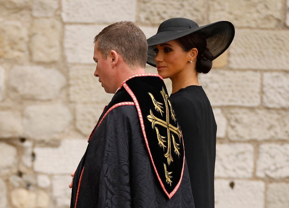 Britain's Meghan, Duchess of Sussex, arrives at Westminster Abbey on the day of state funeral and burial of Britain's Queen Elizabeth, in London, Britain, September 19, 2022 REUTERS/John Sibley